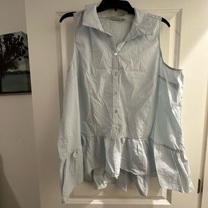 Blue Striped Sleeveless Women's Top